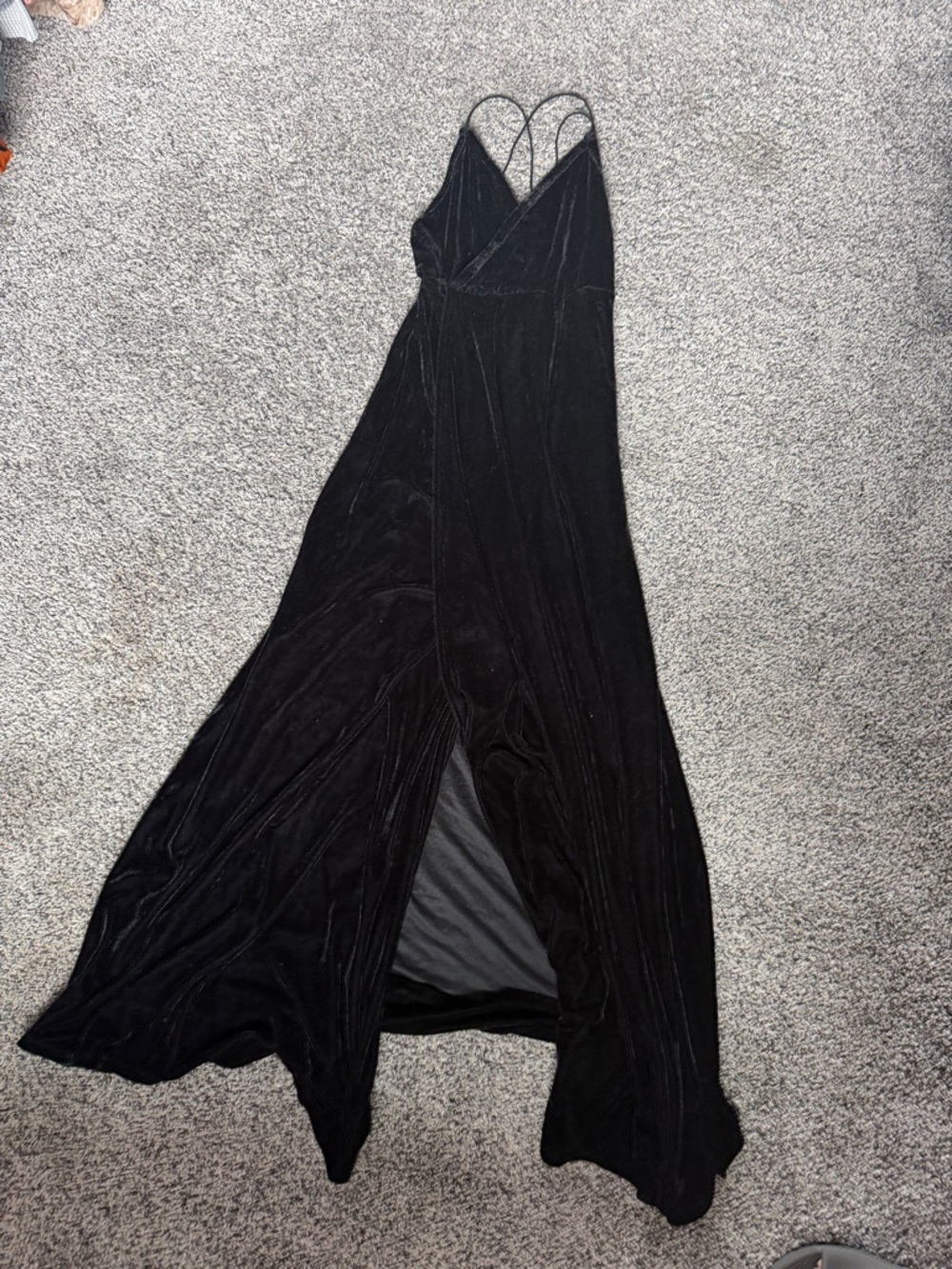 Black Velvet Slip Maxi Dress with Spaghetti Straps